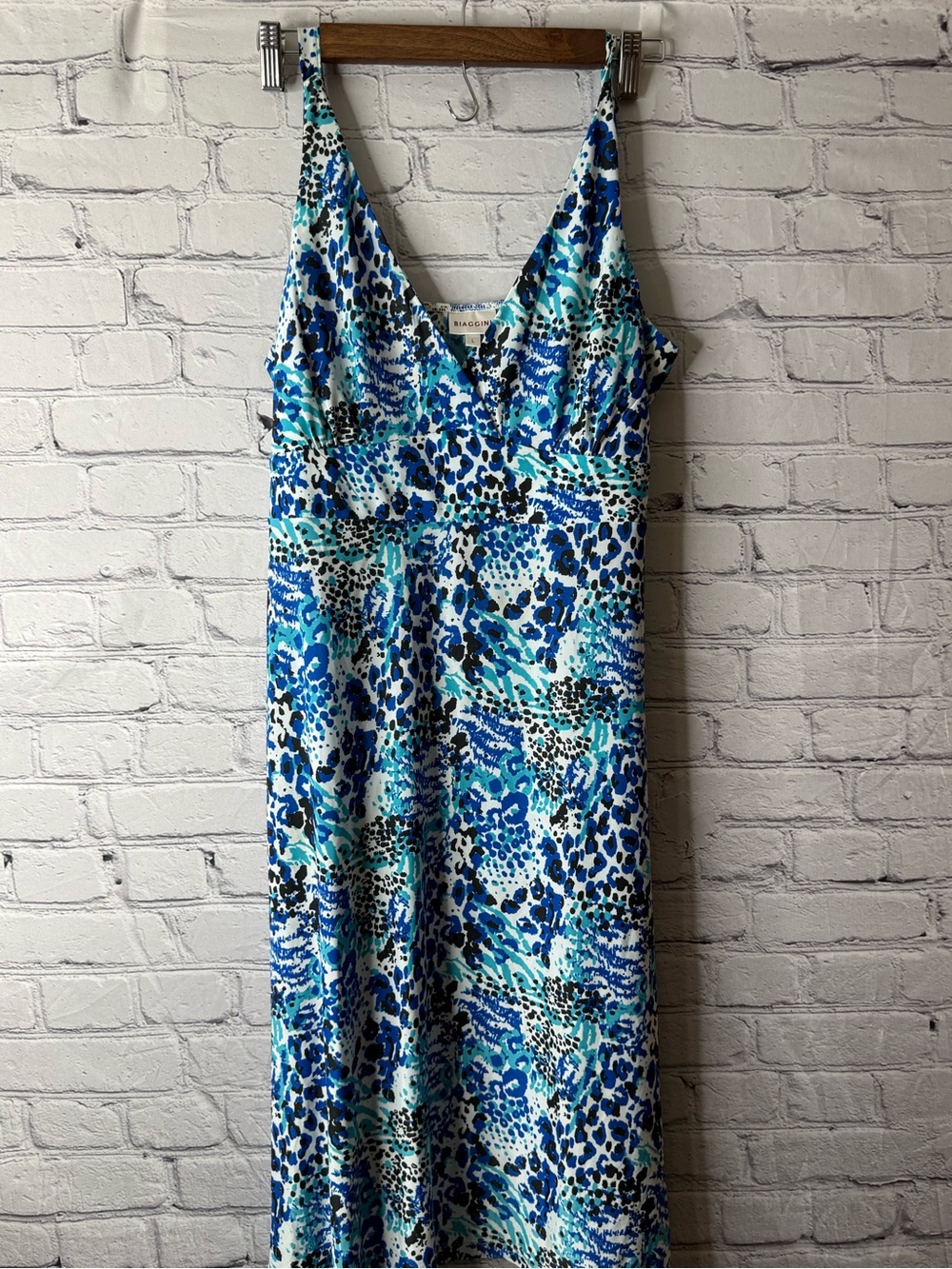 Biaggini Blue & Teal Animal Print MIDI dress size large